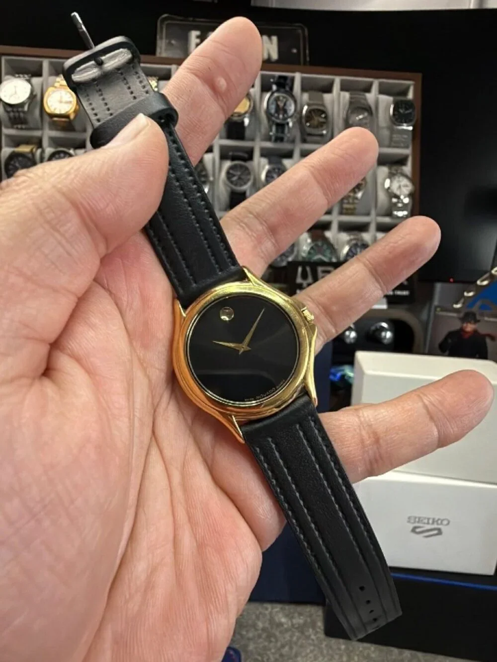 Movado Museum Classic 35mm Gold Tone Black Dial Swiss Quartz 87D1863